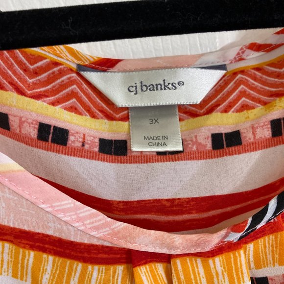 CJ Banks Women's Tunic Top Pattern Print Plus Size 3XL Lightweight Comfy - Picture 3 of 4